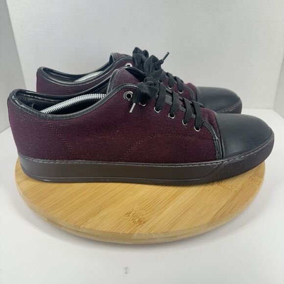 Lanvin DBB1 Suede And Patent Leather Sneakers Men\'s UK12 / US13 Toe Cap Burgundy main image 6